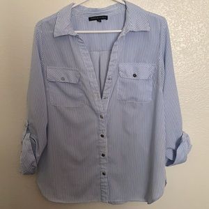 Blue and white button down blouse
